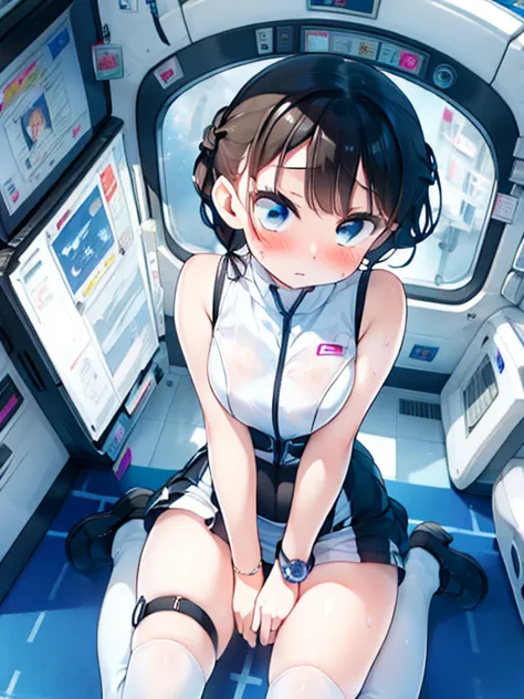 (highest quality), (masterpiece), 1080p, high resolution, 4k, 8k, inside the space station、futuristic room、thigh straps, shootin...