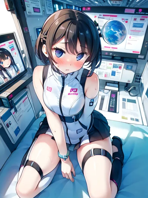 (Highest quality), (masterpiece), 1080P, High resolution, 4K, 8k, Inside the space station、Futuristic room、Thigh straps, Shootin...