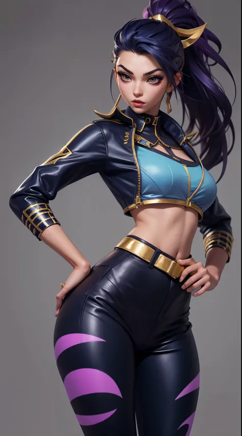 kda akali, front view, big ass, perfect breast, beautiful, sexy, slim, cute, highly detailed, deep focused image, realistic full...