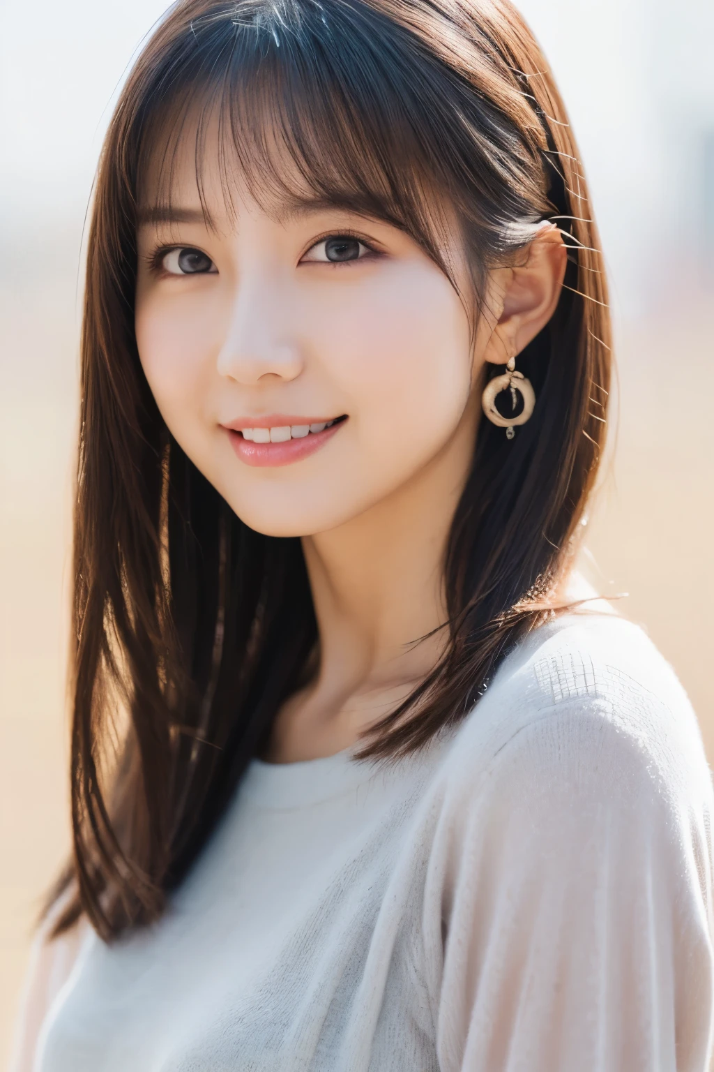 One Girl, (Casual clothing, Pastel colored clothes:1.2), (Beautiful Japanese idol portrait photos),
(Simple background in light colors:1.3),
(RAW Photos, Highest quality), (Realistic, photo-Realistic:1.4), masterpiece, 8K Portrait,
Very delicate and beautiful, Very detailed, 2k wallpaper, wonderful, In detail, Very detailed CG unity 8k wallpaper, 
Very detailed, High resolution, 
Soft Light, Beautiful detailed girl, Very detailed eyes and face, Beautiful and sophisticated nose, Beautiful attention to detail,
Cinema Lighting, Perfect Anatomy, 
Slender body, Small breasts, Medium Hair, Bokeh, Dynamic Angle, A light smile,