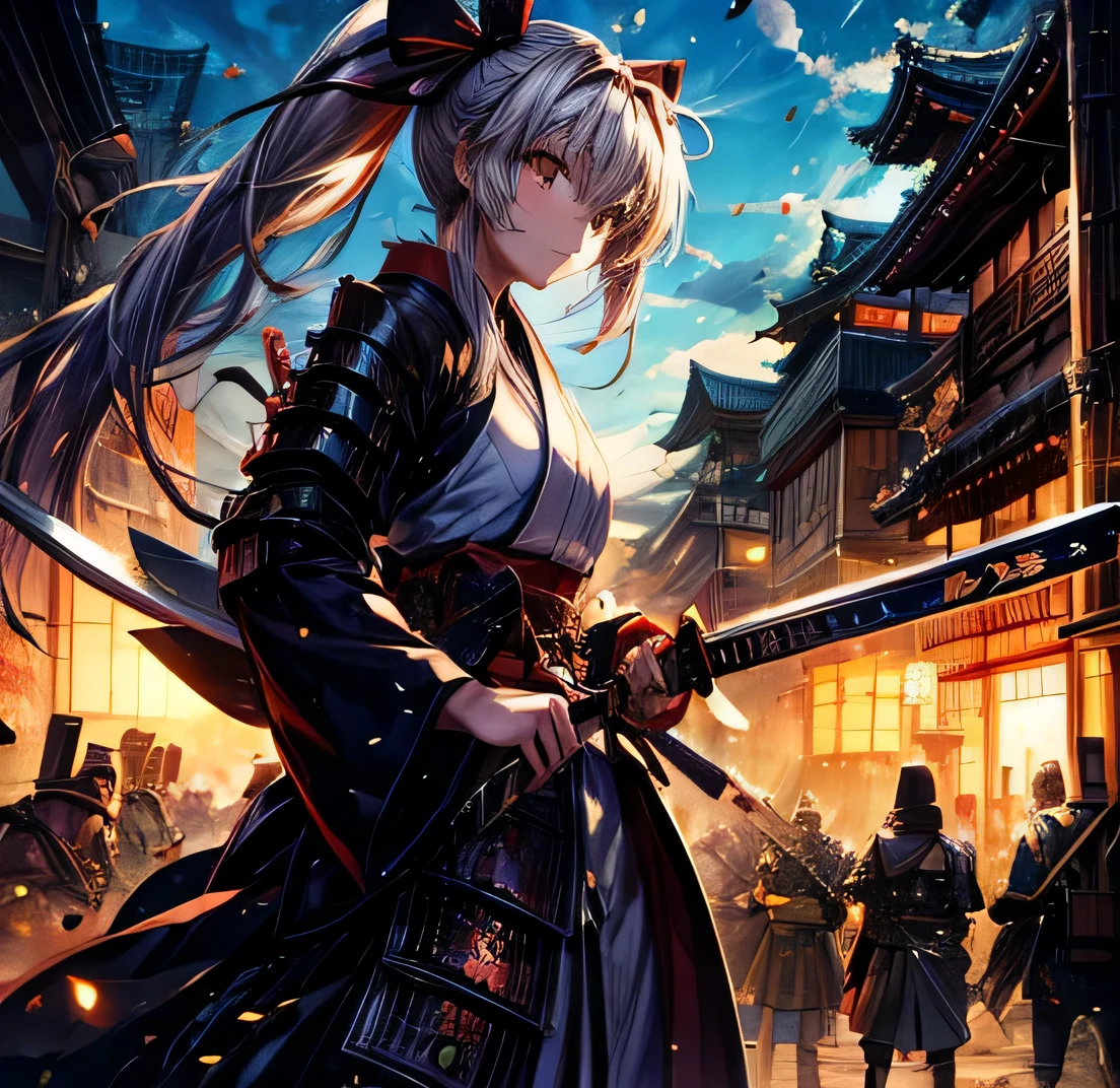 　Black Hair　Ponytail Long　Yagyu Shinkage-ryu swordsmanship　Presence　Fit　Menkyo Kaiden　Tosei Gusoku　armor　Japanese sword　Beauty　swordsmanship　Fall into the city　Flaming　Sengoku period　Siege of Odawara
