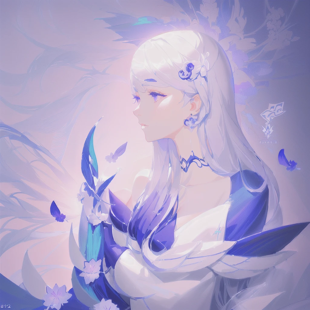 Anime girl with long white hair and blue dress with white flowers, violet eyes., detailed fanart, [ Artedigital 4K ]!!, highly detailed exquisite fanart, Digital art on Pixiv, detailed digital animated art, 8K high quality detailed art, digital animated art, guweiz style artwork, made with anime painter studio, ! dream art germ, fanart best art station