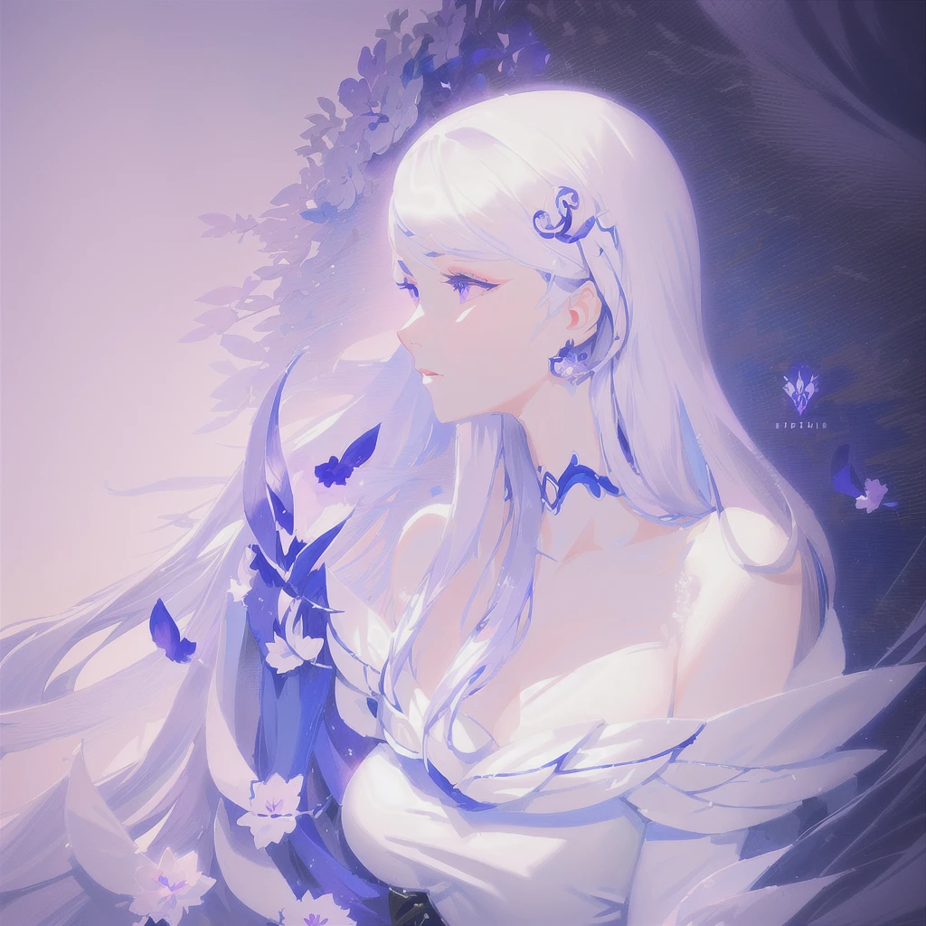 Anime girl with long white hair and blue dress with white flowers, violet eyes., detailed fanart, [ Artedigital 4K ]!!, highly detailed exquisite fanart, Digital art on Pixiv, detailed digital animated art, 8K high quality detailed art, digital animated art, guweiz style artwork, made with anime painter studio, ! dream art germ, fanart best art station