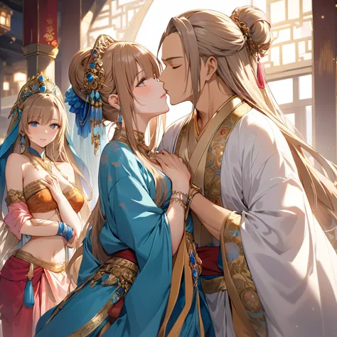 ((highest quality)), ((masterpiece)), (detailed), （perfect face）、the woman is yuuki asuna, a concubine of a wealthy man with med...