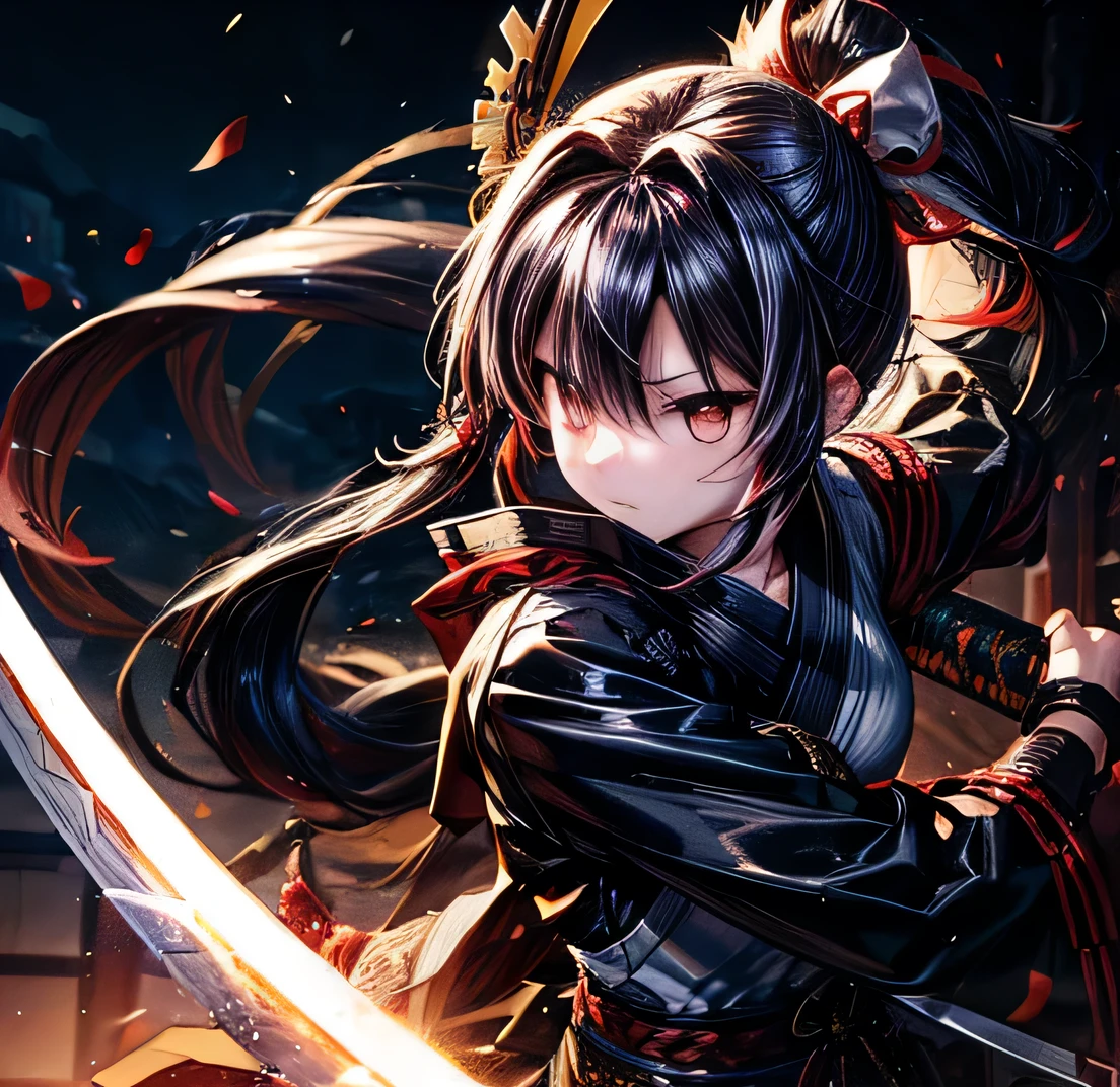 　Black Hair　Ponytail Long　Yagyu Shinkage-ryu swordsmanship　Presence　Fit　Menkyo Kaiden　Tosei Gusoku　armor　Japanese sword　Beauty　swordsmanship
