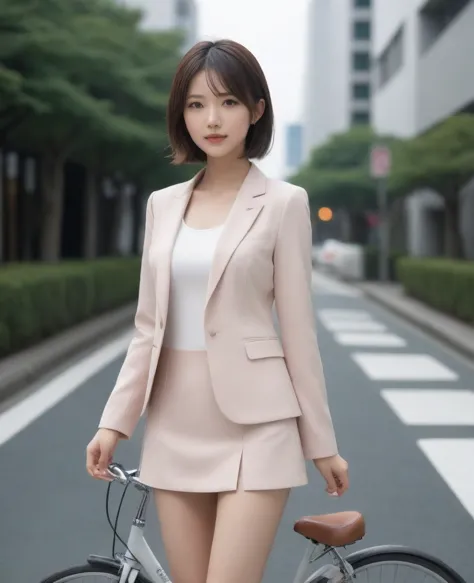 8k, photo realistic, scores 9, 8, 7, 6, medium closeup, detailed, very sharp, vivid, solo, biking through tokyo street, jacket, ...