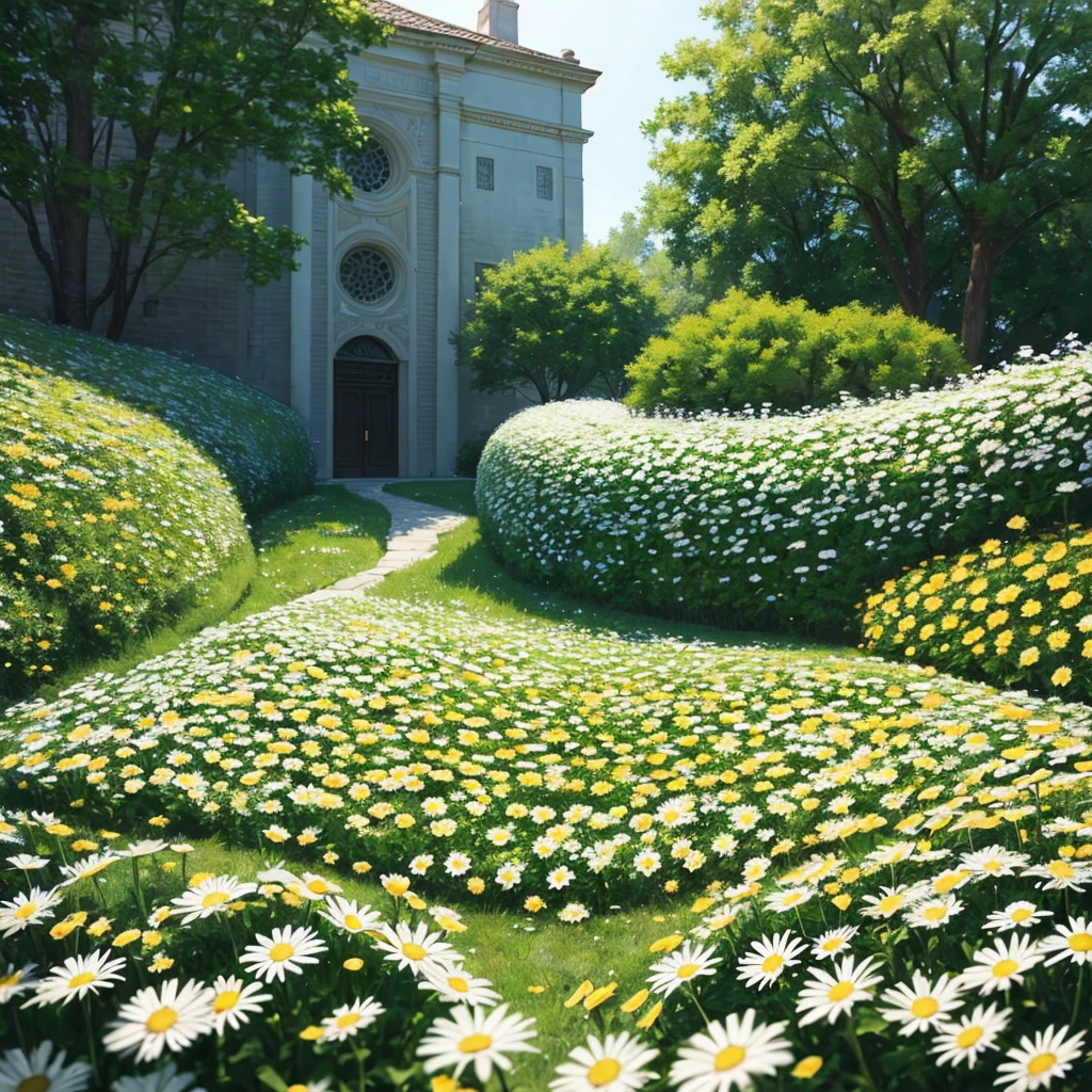 A maze among a bed of daisies 