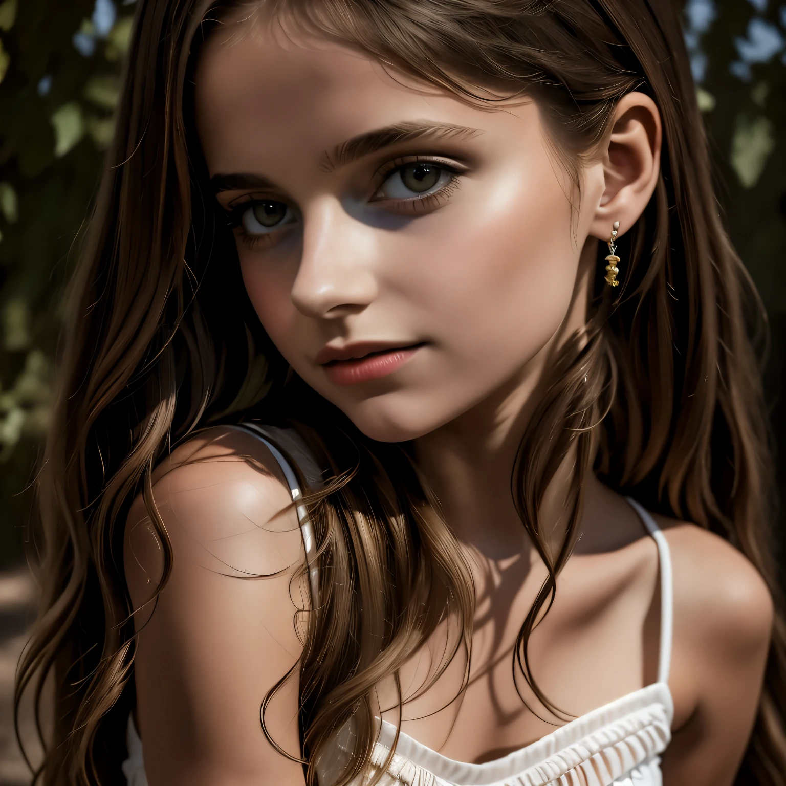 12 years old eleonora girl ,full body, professional, photoshoot Best quality, masterpiece, ultra high res, (photorealistic:1.4), raw photo, 1girl, offshoulder, in the dark, deep shadow, low key, cold light, detailed skin, casual dress