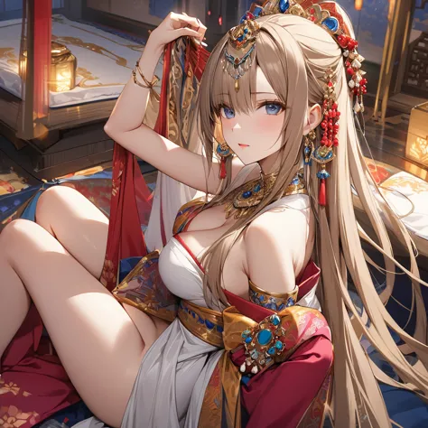 ((highest quality)), ((masterpiece)), (detailed), （perfect face）、the woman is a concubine and sixth wife, yuuki asuna, with ligh...