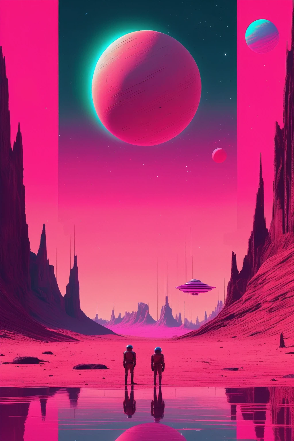 Estilo Christopher Balaskas: a planet from the Star Wars universe in the style of Wes Anderson, with a minimalist synthwave approach, color arena