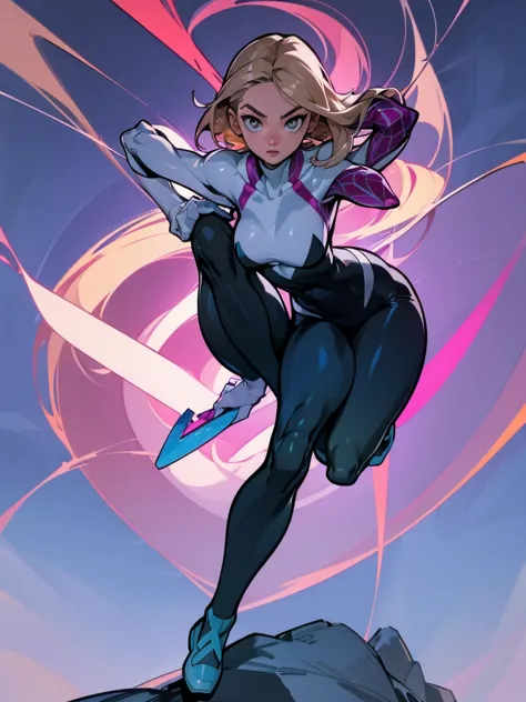 Gwen in the x-men in her new spider x-men suit,Solo, High Resolution, Masterpiece, Best Quality, High Details, High Quality, Lar...