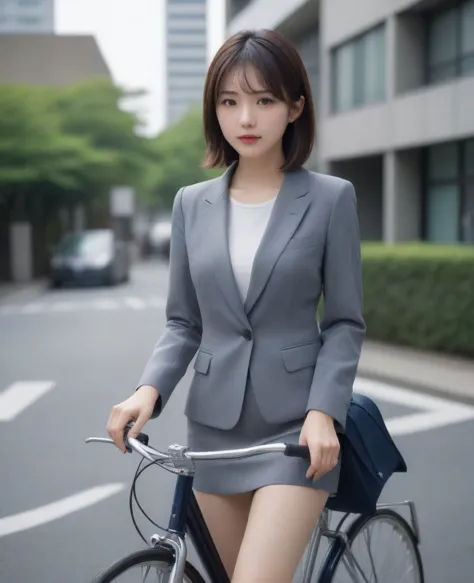 8k, photo realistic, scores 9, 8, 7, 6, medium closeup, detailed, very sharp, vivid, solo, biking through tokyo street, high hee...