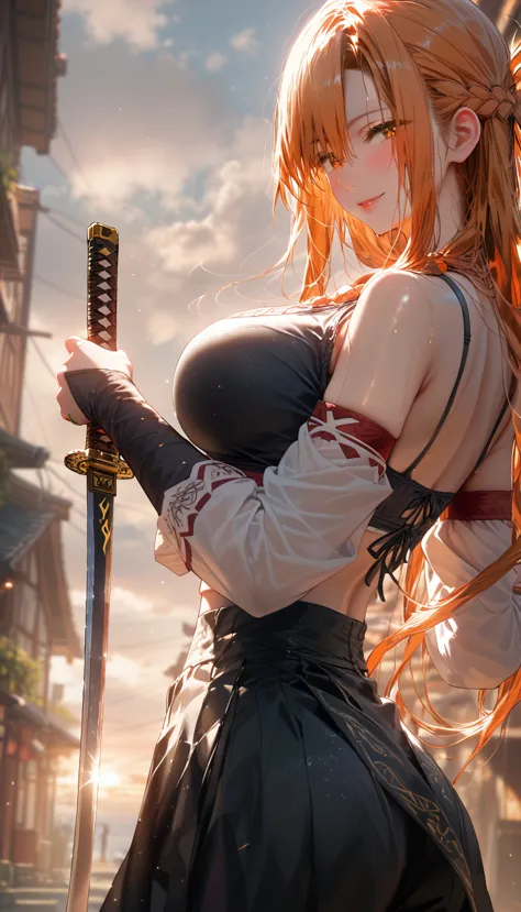 score_9, score_8_up, score_7_up, score_6_up, uncensored, asuna yuuki, orange hair, fold, braid, long hair, orange eyes, naughty ...