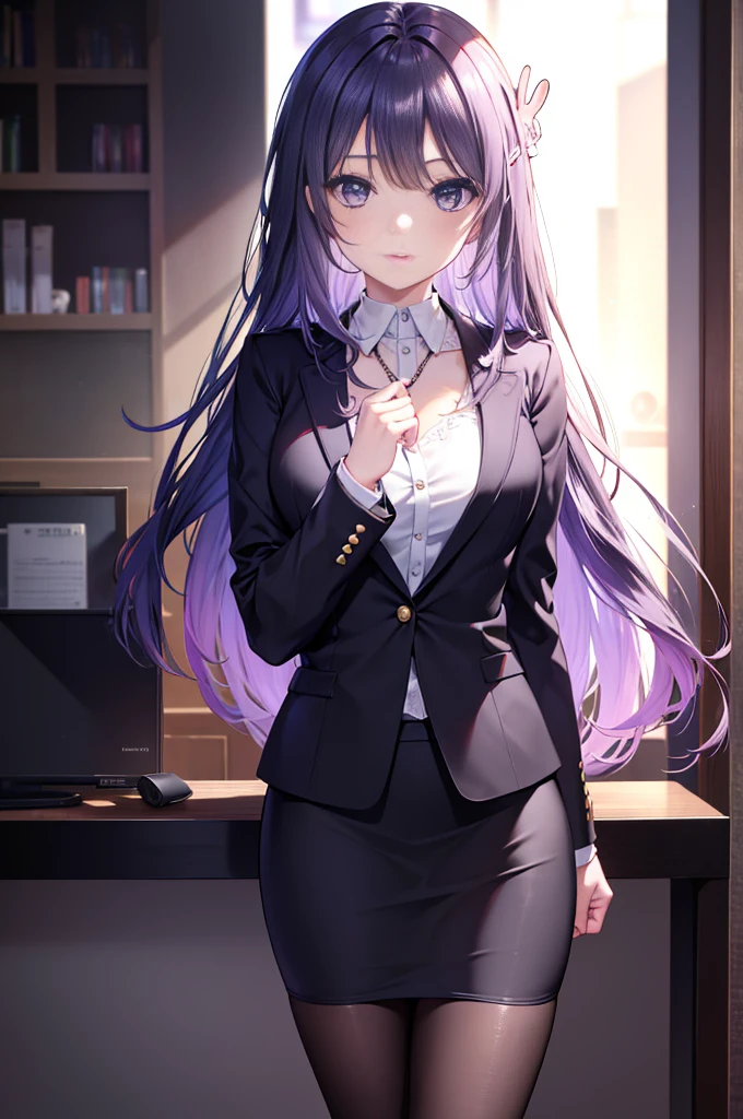 Maisakurajima, sakurajima mai, Long hair, bangrak hair:1.5), hair ornament, (Purple eyes:1.1), hair clips, rabbit hair ornament,Necklace, formal, Black jacket, pencil skirts, Skirt suit, Black pantyhose,crossed legs,Use a fountain pen to write a letter,暗闇の中で現代の書斎で机に面する
BREAK looking at viewer, (Cowboy Shot:1.5),
BREAK (masutepiece:1.2), Best Quality, High resolution, Unity 8k Wallpaper, (Illustration:0.8), (Beautiful detailed eyes:1.6), extra detailed face, Perfect Lighting, extremely details CG, (Perfect hands, Perfect Anatomy),