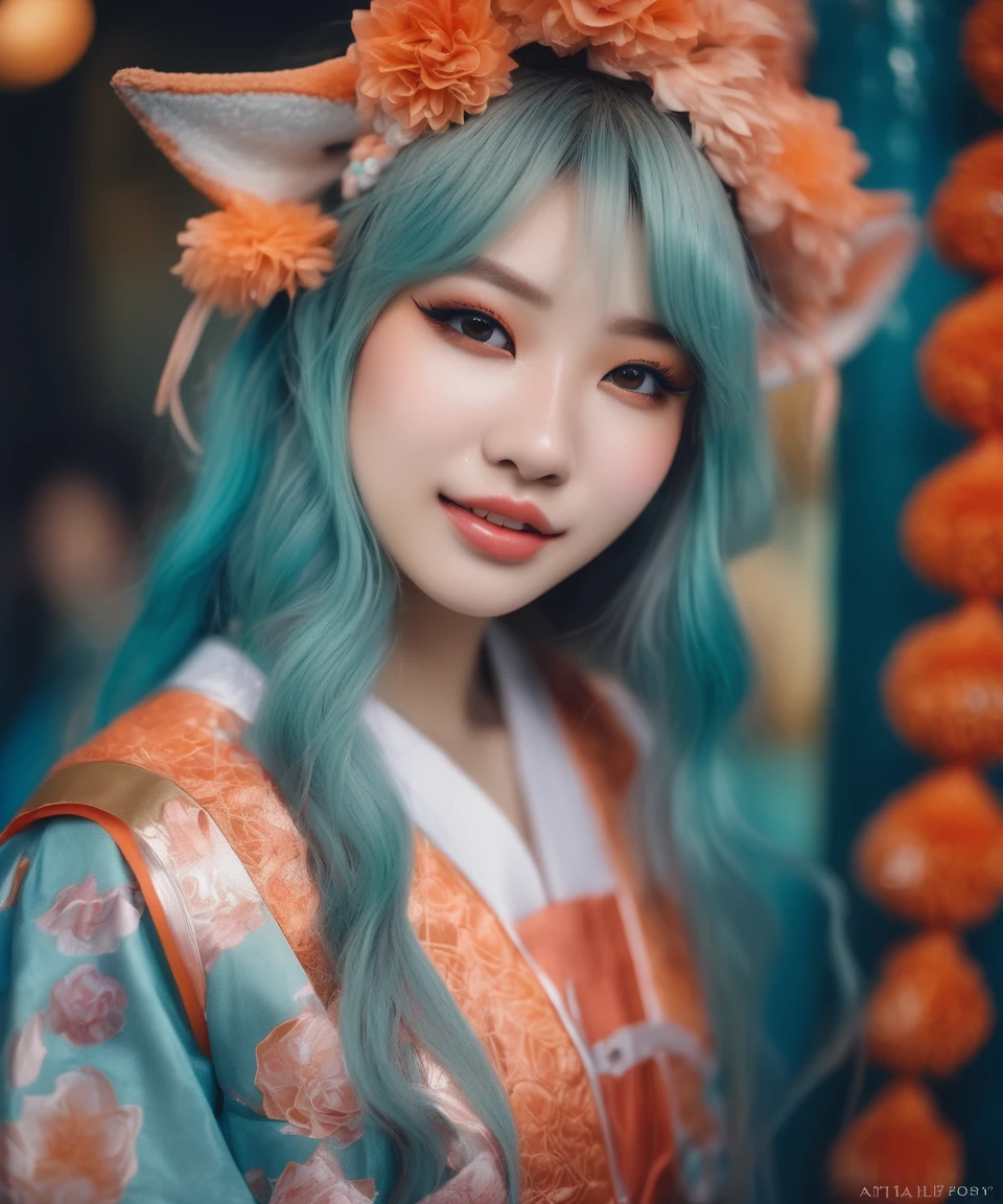 beautiful dolphin, A very thin but curvy kitsune girl with braces posing for a photo., Highly textured skin, Instagram, Antialiasing, colored, Nikon D850   