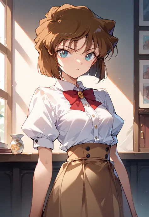 masterpiece,high resolution,highest quality,8k(detective conan,ai haibara)
(7-year-old girl,,small breasts,short,brown hair,shor...