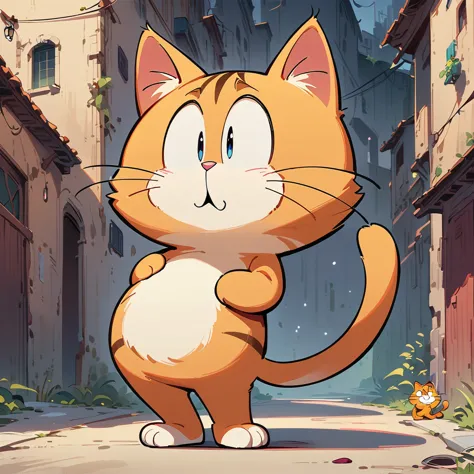 masterpiece, best quality, high resolution, concept art, Garfield cat, standing, dramatic pose, vibrant colors, warm tones, cine...