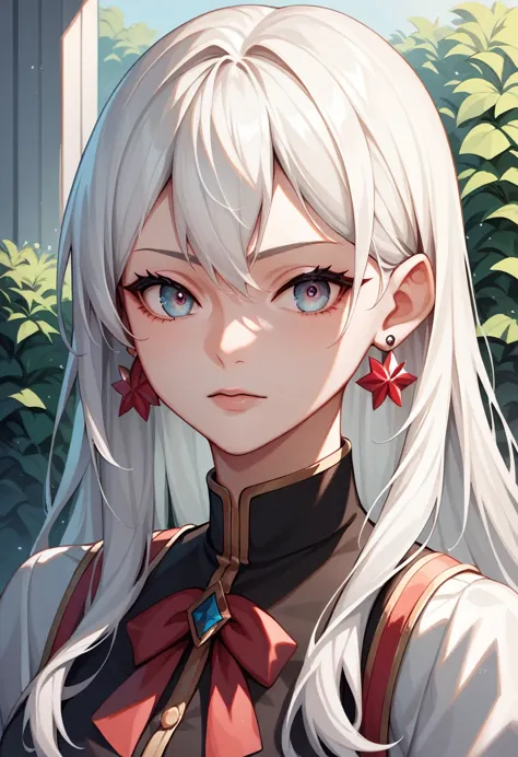 march7th, multicolored_eyes, ribbon earrings, white hair, long hair, (masterpiece), long hair, isometric, uhd, high detail, anim...