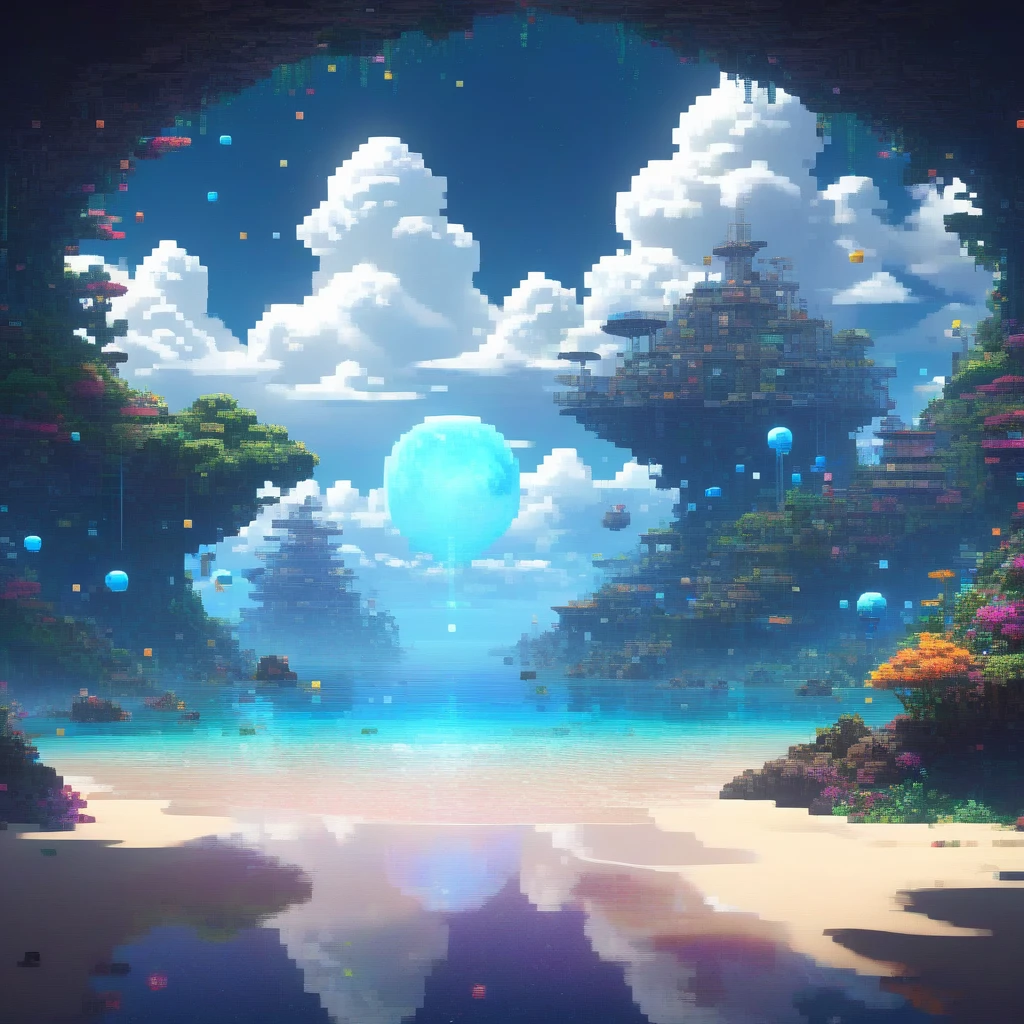 Pixel art, The entire observable universe is in a bottle, dream-like, Surreal Landscape, Mysterious Creatures, Twisted reality, Surrealism静物, (Very detailed油絵:1.2), Glow effect, Divine Light, Hand-drawn, make, 8k, comics, octane make, Cinema 4D, Blender, dark, 大气 4K 超详细, Sensual, Clear focus, Humorous illustrations, Large depth of field, masterpiece, color, 3d octane make, 4K, Concept Art, Popular on Art Station, Surrealism, Vivid color, Very detailed CG ユニティ 8k 壁紙, Popular on Art Station, Popular on CGsociety, Complex, Attention to detail, dramatic, (masterpiece), (Highest quality), (Very detailed), (Unreal Engine), (octane make), (Human Development Report)