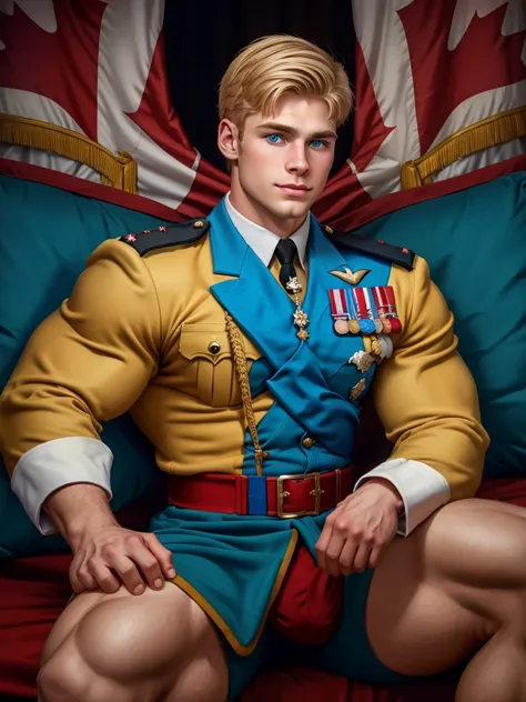 royal canadian military, young muscular handsome blond officer 27 years old