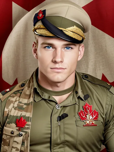 royal canadian military, young muscular handsome blond officer 27 years old