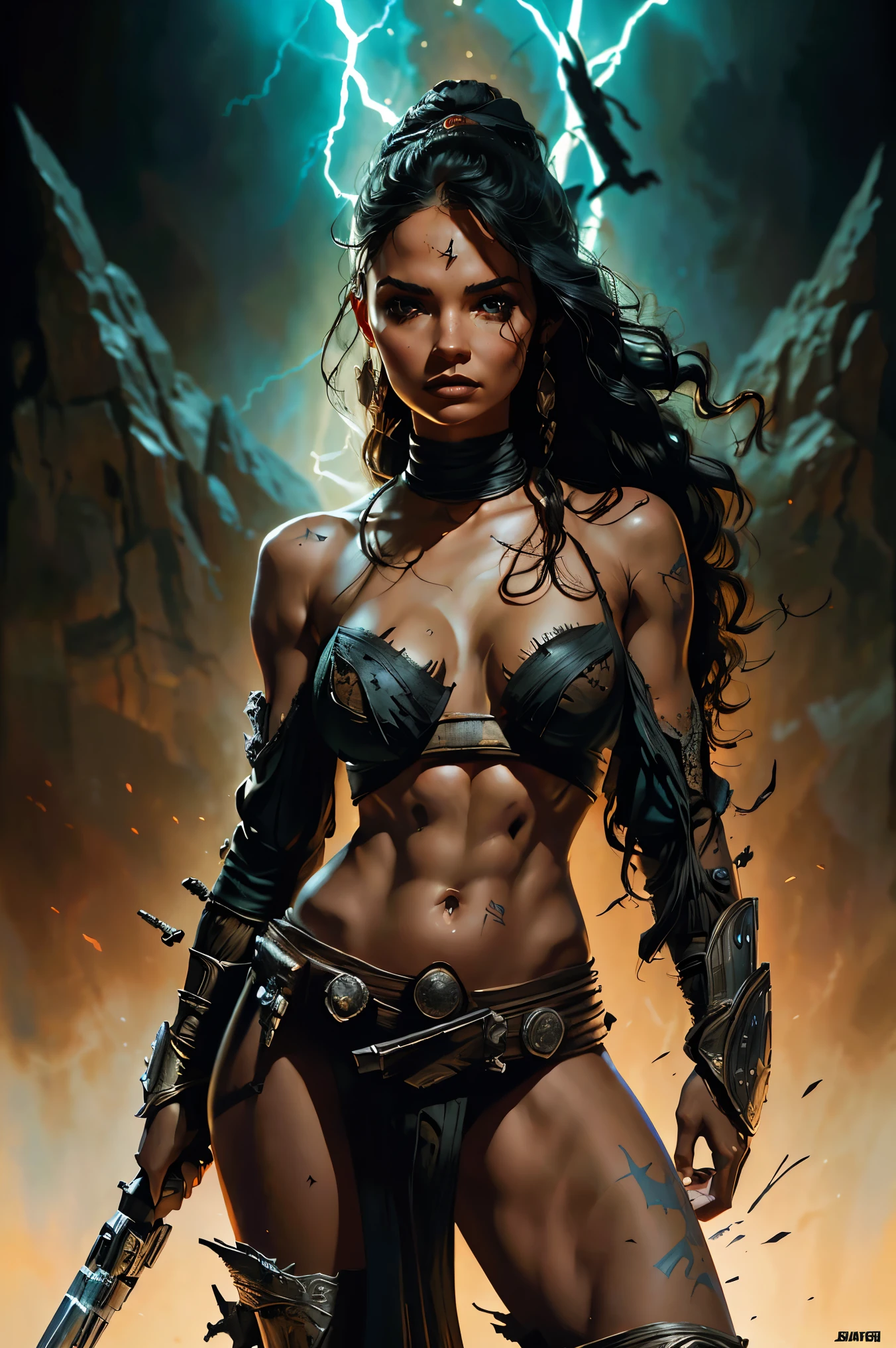 a Star Wars sith based on Alina Lopez, highly detailed cinematic fantasy illustration, black outlining, full color illustration, in the style of BORIS VALLEJO & JULIE BELL, masterpiece, 8k, ultra-detailed, physically-based rendering, vivid colors, dramatic lighting, intricate background, photorealistic