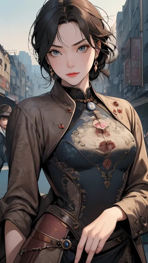 (masterpiece:1.3), (confused:1.3), (highest quality:1.3),(perfect anatomy),(detailed face),steampunk, victorian era,hongkong,kow...