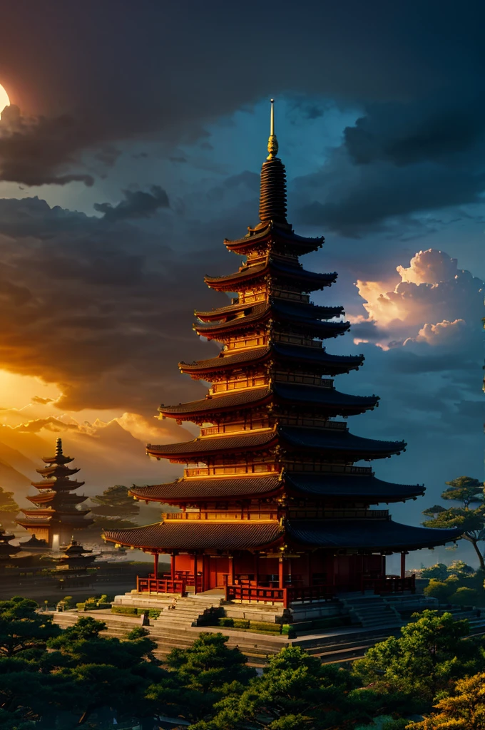 Shrines and temples、Atmospheric、Scenic、cyber-、Unreal、high quality、