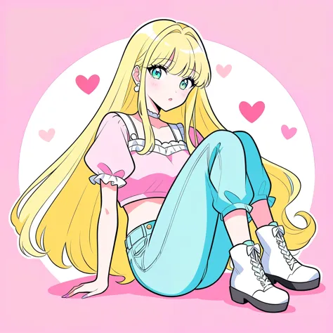 aurora, cartoon sleeping beauty 1989, character, disney anime style, illustration, kawaii style, pastel style, blonde hair, vibr...