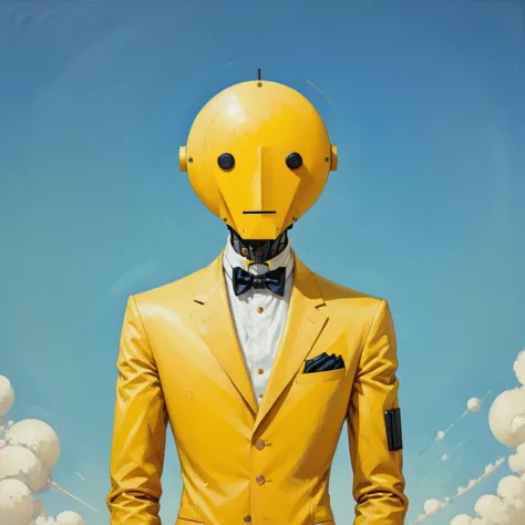 anime artwork in the style of kazimir malevich,kazimir malevich style,kazimir malevich art,kazimir malevich,man in a yellow suit...