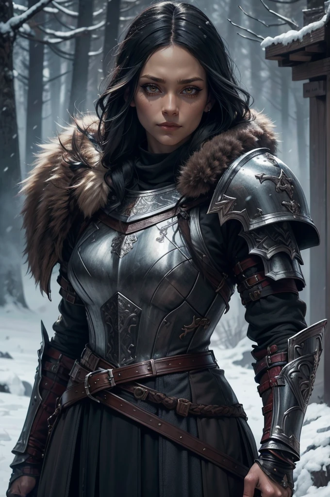 1girl, (warrior), winter clothes, (blood on face:0.8), (Norse:1.1),intricate, fur, shoulder armor, , long hair, (eyeliner:1), wind, blizzard, looking at viewer,jewelry,blue eyes ,detailed background, depth of field,glowing eyes (masterpiece, high quality:1), dual wielding,fist,Lady Knight，anatomical correct，epic fantasy digital art，tmasterpiece，8k，high-definition resolution，detailed drawing，Quality Superior，, Epic composition,​masterpiece, Best Quality, detailed, Cinematics, 4k, Background with:Viking buildings built on snowy fjord cliffs, Fierce viking woman warrior wearing armor and fur coat with rune tattoos,(best quality,4k,highres),(realistic,physically-based rendering),a girl,armor:simple,winter,fur,holding a sword,serious expression,vivid colors,portrait,sharp focus,studio lighting,detail of the eyes,metal texture,cold environment,forest background,falling snow,smoke effect,(best quality,4k,highres),(realistic,physically-based rendering),a girl,armor:simple,winter,fur,holding a sword,serious expression,vivid colors,portrait,sharp focus,studio lighting,detail of the eyes,metal texture,cold environment,forest background,falling snow,smoke effect
