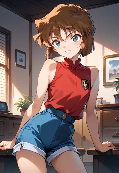 masterpiece,high resolution,highest quality,8k
(detective conan,ai haibara)
(7-year-old girl,,flat chest,short,brown hair,short ...