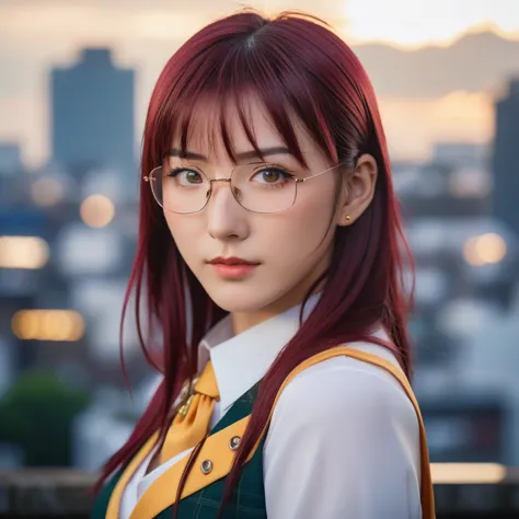 medium close-up realistic 8k raw photography, (captivating makinami mari illustrious portrait:1.3), balanced composition, pierci...