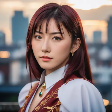 medium close-up realistic 8k raw photography, (captivating mari makinami illustrious portrait:1.3), balanced composition, pierci...