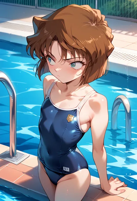 masterpiece,high resolution,highest quality,8k(detective conan,ai haibara)
(7-year-old girl,,flat chest,short,brown hair,short h...