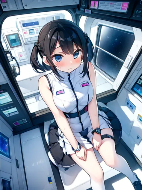 (highest quality), (masterpiece), 1080p, high resolution, 4k, 8k, inside the space station、futuristic room、thigh straps, shootin...