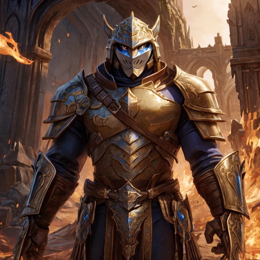 ten mens, paladin, detailed front, high resolution, Detailed lighting, complete and detailed armor