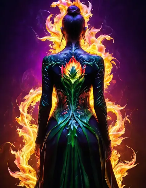 arafed, dark fantasy art, fantasy art, goth art, a picture of a tattoo of a tulip on the back of a female elf, a glowing tattoo ...