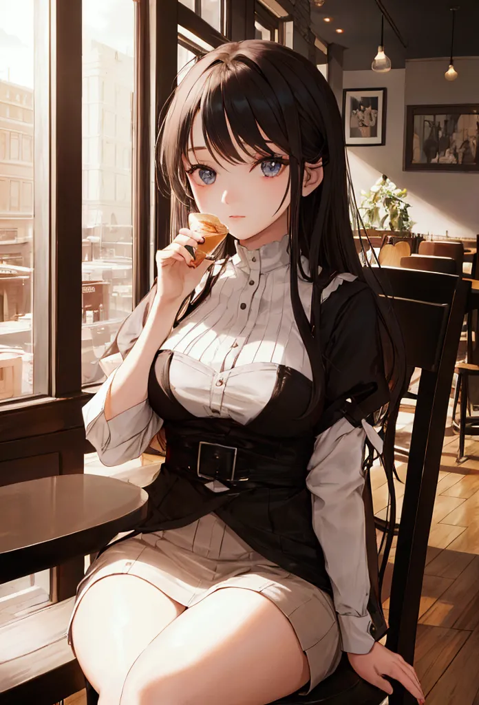 beautiful girl sitting in a cafe