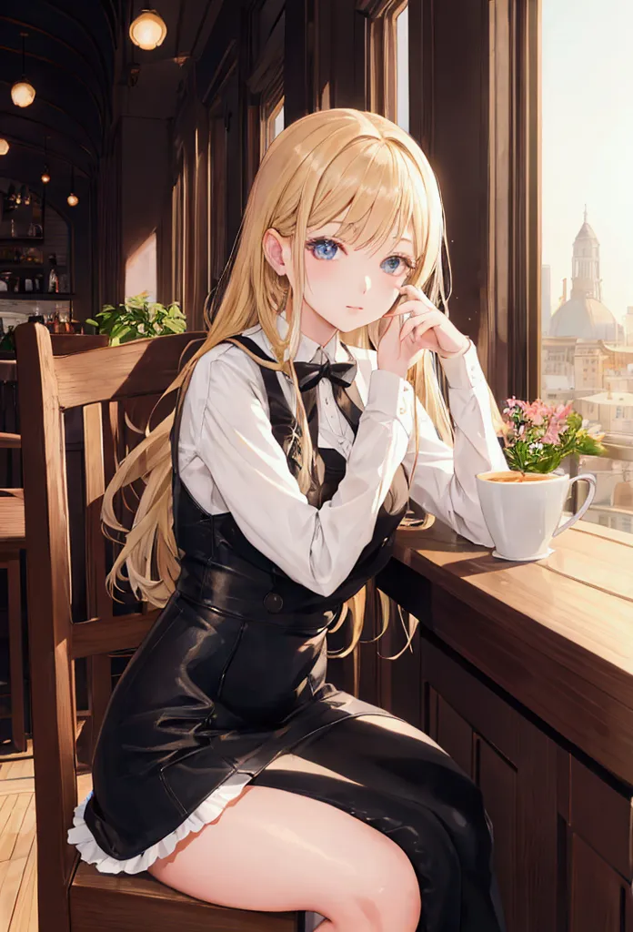 beautiful girl sitting in a cafe