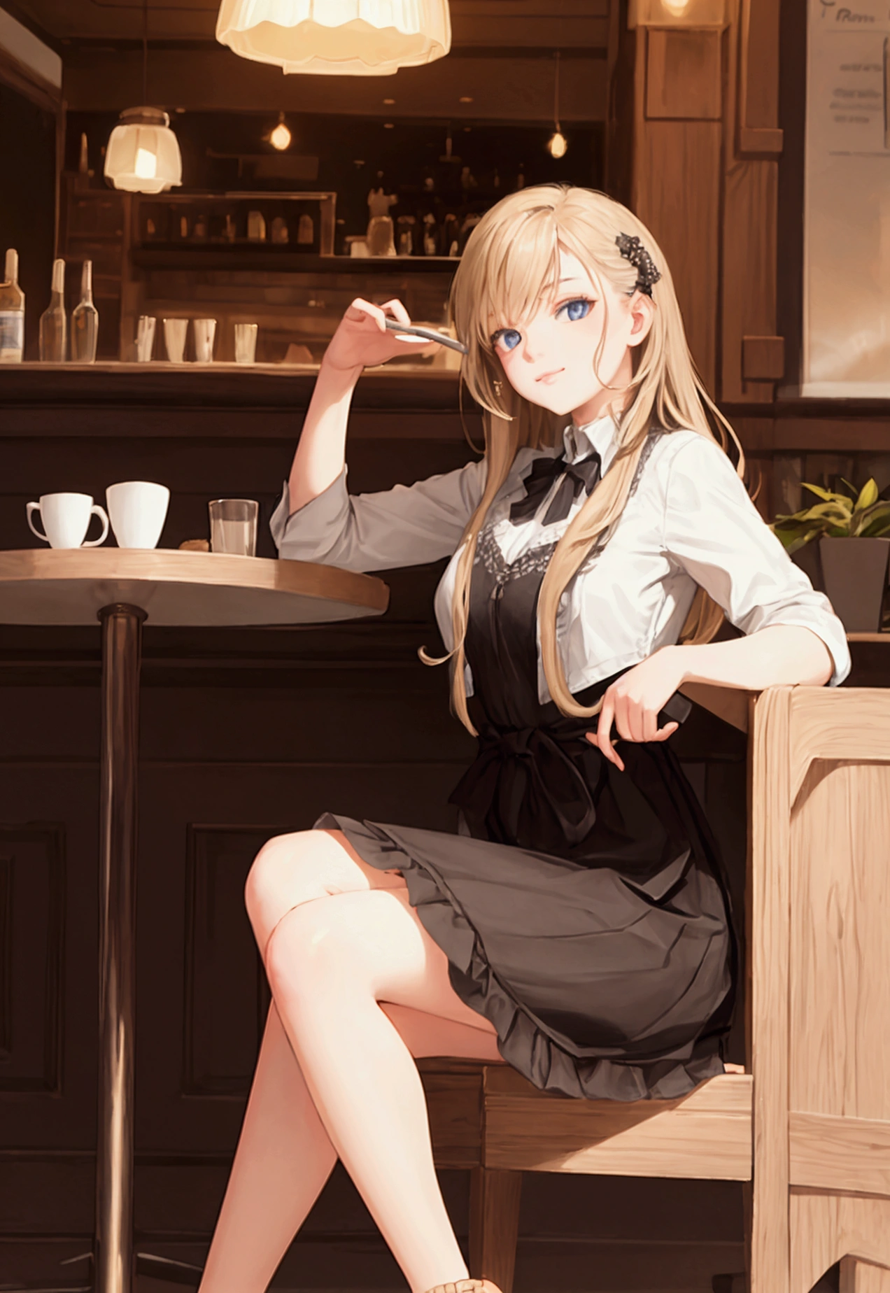 Beautiful girl sitting in a cafe