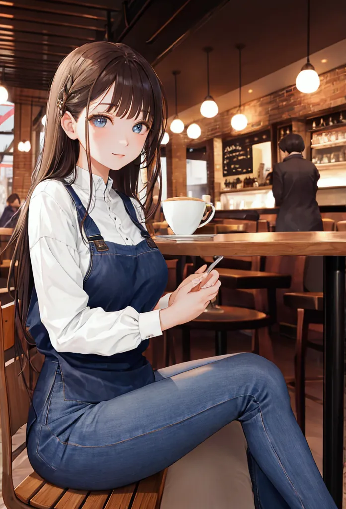 beautiful girl sitting in a cafe