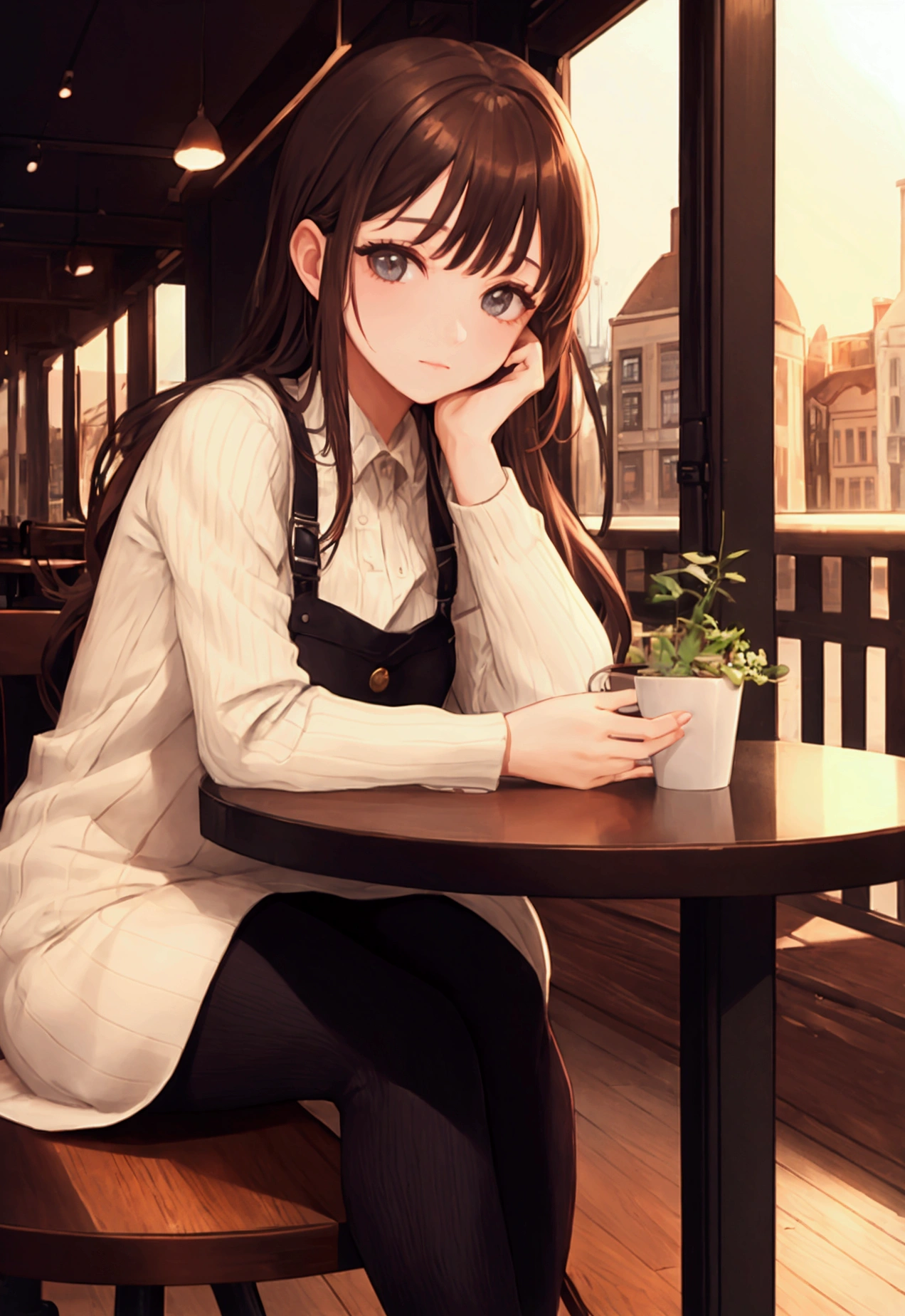 Beautiful girl sitting in a cafe