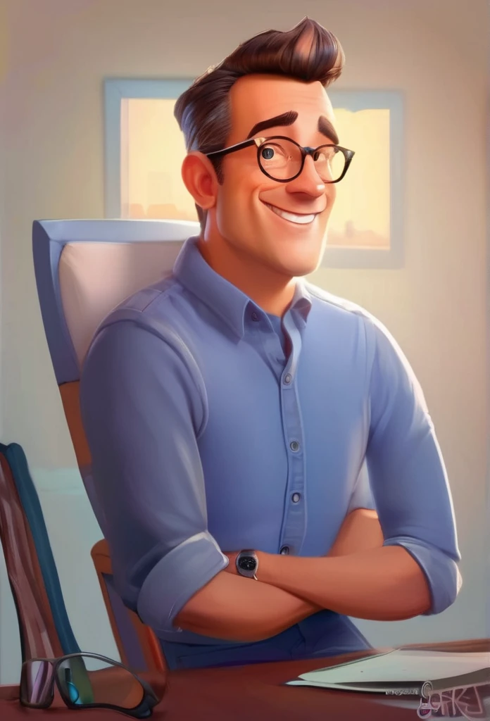 male cartoon portrait, Pixar style