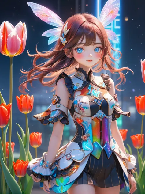 (3d，mechanical feel，cute，ais-scrapyrd 1girl，tulip)，(使用广角镜头拍摄whole body图像:1.9)，(masterpiece:1.1)，(highest quality:1.1)，(hdr:1.0)，...