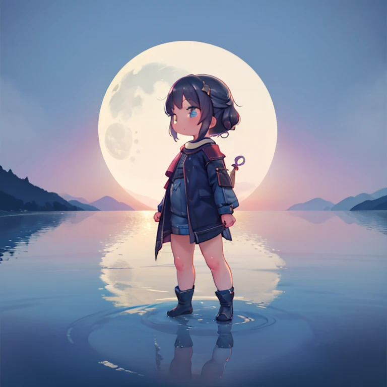 Waning moon A beautiful girl with a mysterious aura is standing on the surface of the lake, and her shadow reflected on the lake surface resembles a dragon.
Effective use of LoRA