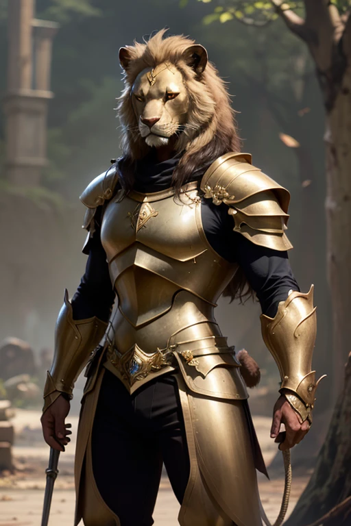 A golden knight who inherited the highest rank of the Makai Knights, the &quot;Lion Armor.&quot;