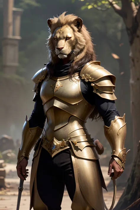 a golden knight who inherited the highest rank of the makai knights, the &quot;lion armor.&quot;