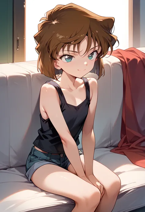 masterpiece,high resolution,highest quality,8k(detective conan,ai haibara)
(7-year-old girl,,flat chest,short,brown hair,short h...