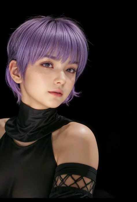 ayane, cabelo roxo, (best quality, ultra details), (realisitic:1.37), beautiful and detailed face, ultra-realisitic texture, 精致的...